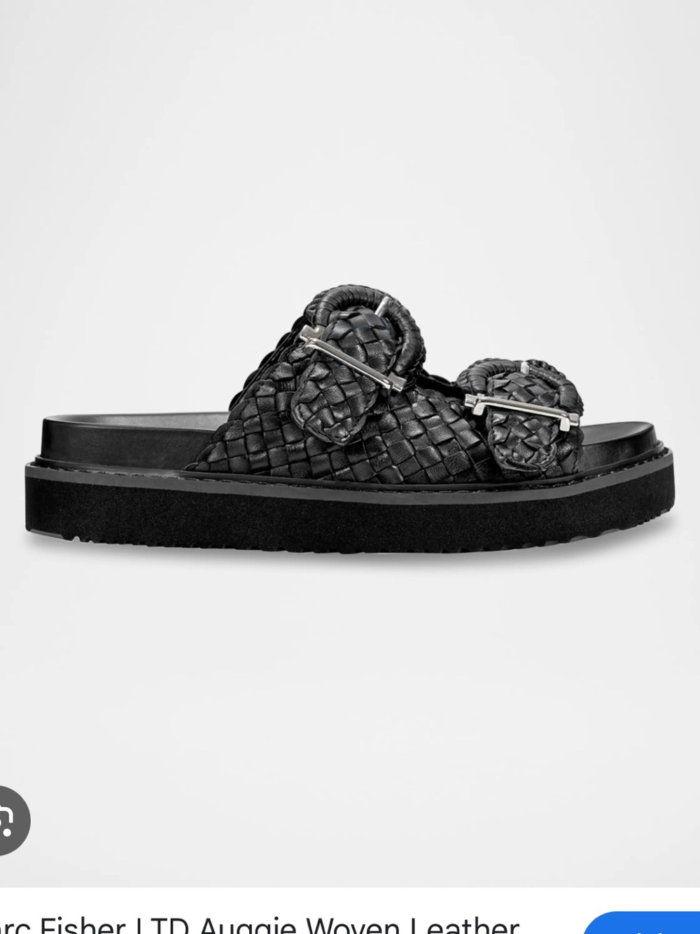 Marc Fisher Black Woven Leather Slide Mules